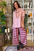Nora Brushed Cotton Gingham Kick Pant Aubergine